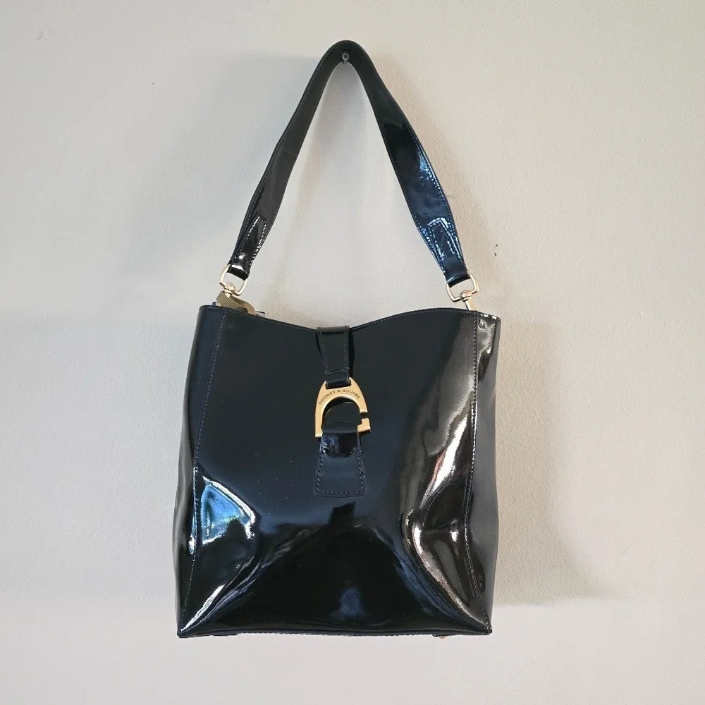 Dooney & Bourke Black Patent Leather Shoulder Bag + Dust‎ Bag